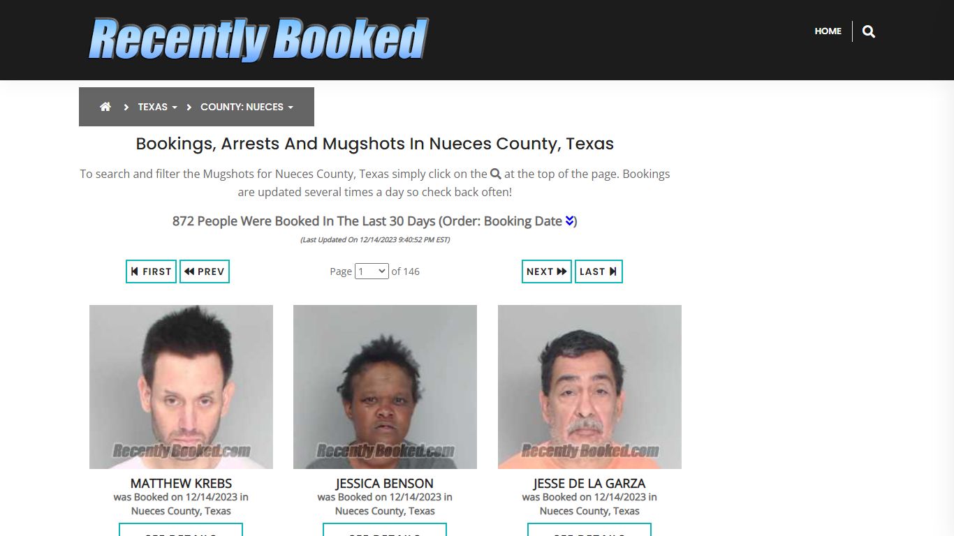 Recent bookings, Arrests, Mugshots in Nueces County, Texas